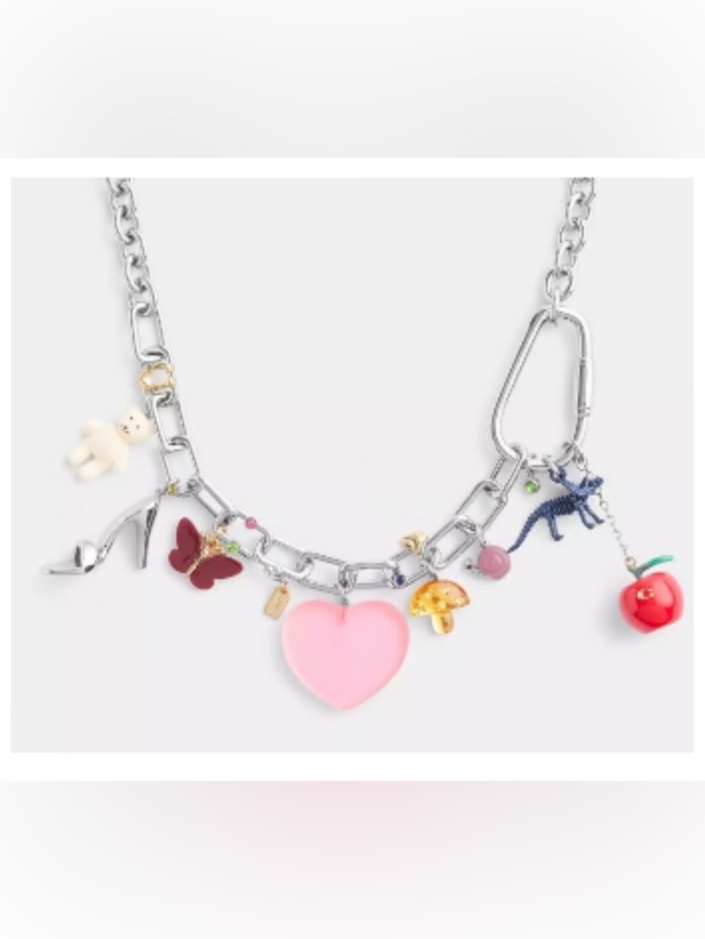 NWT Coach Silver Multiple Charm Necklace